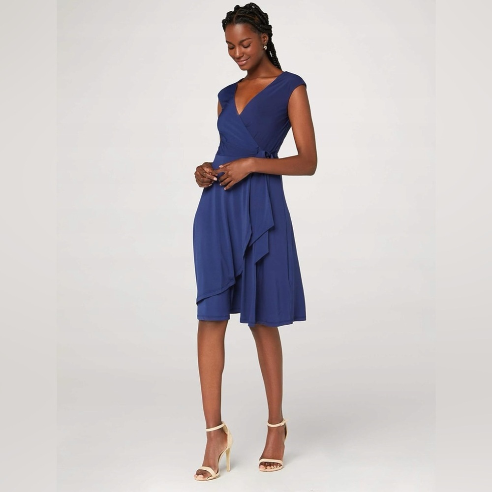 Truth & Fable Women’s Jersey Layer Wrap Dress Women’s Size 2XL PLUS - Navy Blue